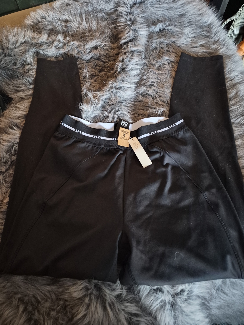 PINK Victoria's Secret Black Leggings with Contrast Waistband